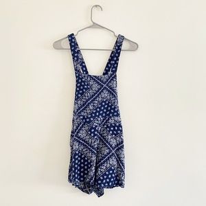 H&M Divided Paisley Blue Print Romper Size 6